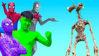 Team Spiderman And Angry Hulk VS Siren Head - BigGreenTV