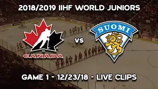 2019 IIHF World Juniors - Canada Vs Finland 12/23/18 - Live Clips