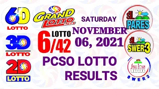 Lotto Result November 6 2021 (Saturday), 6/42, 6/55 | PCSO lottery draw