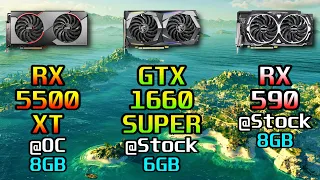 RX 5500 XT @OC vs GTX 1660 SUPER @Stock vs RX 590 @Stock