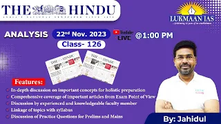 The Hindu Newspaper Analysis | 22nd November 2023 | By Jahidul | Lukmaan IAS