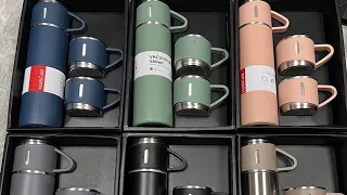 Vacuum Flask Set | with Two Cups Hot and Cold | Bottle 500 ml  Random Color