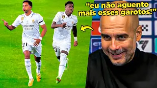 GUARDIOLA JÁ TÁ COM MEDO DO VINICIUS JR E DO RODRYGO!! PEP REAGE A CONFRONTO DA CHAMPIONS!!!