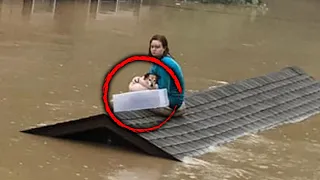 Teen Girl and Her Dog Rescued from Flooded Rooftop