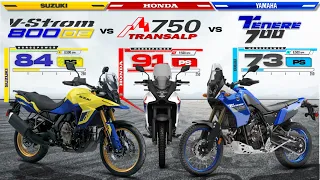 2023 Suzuki V-Strom 800DE vs  Honda Transalp XL750 vs Yamaha Tenere 700 ┃Middleweight Advanture Bike