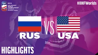 Russia vs. USA - Quarter-final - Game Highlights - #IIHFWorlds 2019