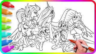 Coloring Pages MY LITTLE PONY - Mane 6 | How to color My Little Pony. Easy Drawing Tutorial Art. MLP