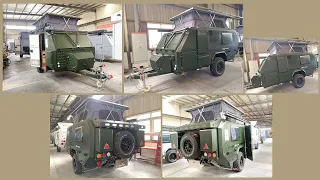 2024 Brand New Unique Army Green Exterior Njstar Explore Flat Top Off Road Trailer Walk Through