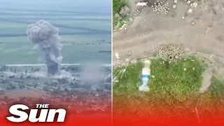 HUGE explosion erupts as Ukrainian drones drop bombs on Russian mines