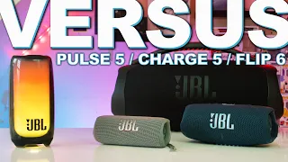 JBL Pulse 5 Vs JBL Charge 5 Vs JBL Flip 6