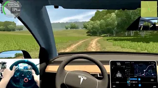 Tesla model 3 | Off-road...this car is fast | City Car Driving | Logitech G29