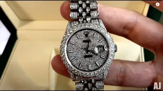 Iced Out Rolex Diamond 36mm Datejust Bust Down Watch (Unboxing Review)