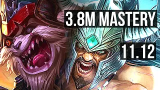 KLED vs TRYNDAMERE (TOP) | 3.8M mastery, 3300+ games, 0/0/6, Rank 8 Kled | KR Grandmaster | v11.12