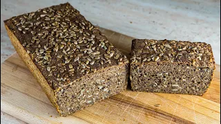 Dinkelvollkornbrot mit Körnern ohne Hefe