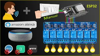 ESP32 Alexa Home Automation System with Manual & Voice Control Feedback | IoT Projects 2021