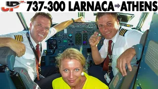 Piloting BOEING 737-300 Larnaca to Athens | Cockpit Views