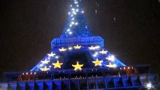 The Eiffel tower at night blinking on Nov 14 2008 at 6pm