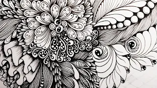 Zentangle Art: Stress Relief through Time-Lapse and Slow-Motion Creations. Zendoodle (Soft Blossom)
