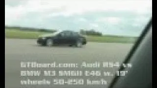 m3e90board.com: BMW M3 E46 SMGII 19' wheels vs Audi RS4 50-250 km/h