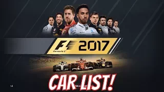 F1 2017 Game All Cars - Game Car List!