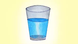 How to draw Glass with Water ‍easy and simple,  Glass drawing very easy