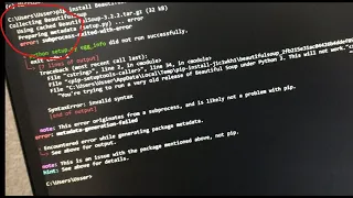 BeautifulSoup ImportError: No module using cached | error : subprocess - excited-with-error
