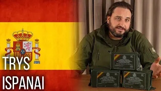Trys Ispanijos ginkluotųjų pajėgų sauso maisto daviniai (komplektas parai)