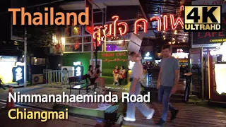 🇹🇭 2023 Nimmanahaeminda Road, Chiangmai | walking street | Thailand night life | 4k Walking Video