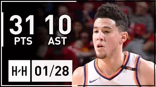 Devin Booker Full Highlights Rockets vs Suns (2018.01.28) - 31 Points, 10 Assists!