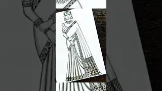 Traditional girl drawing/Bride drawing/Saree drawing/Girl drawing/Pencil Sketch #Shorts