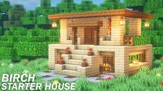 Minecraft: Simple Birch Starter House Tutorial | How to Build a Starter House in Minecraft