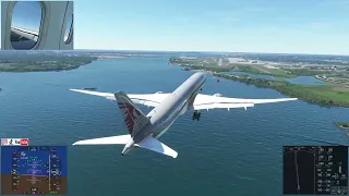 Landing Philadelphia Airport | Heavy Gusty Crosswind | Qatar Airways - 787-10 | MSFS 2020 Gameplay