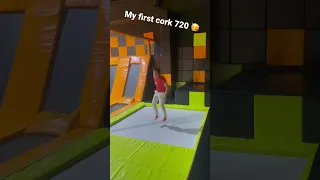 My first Cork 720 on trampoline