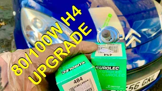 H4 Headlamp Upgrade/Citroen C1 Headlight Bulb Replacement (80/100w vs 55/60w)