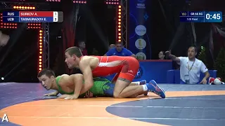 1/8 GR - 66 kg: A. SURKOV (RUS) df. E. TASMURADOV (UZB) by VPO1, 9-4