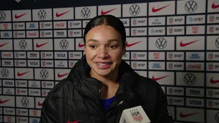 USWNT Forward SOPHIA SMITH speaks after tying against Colombia