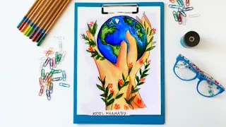 Save environment save earth drawing || Poster making Idea for competition (very easy) Step by step