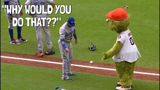 MLB Funny Mascot and Player Interactions