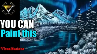 How to Paint the Northern lights Aurora Borealis ART Tutorial ASMR Bob Ross Style