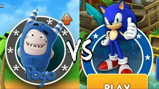 Oddbods Turbo Run Pogo vs Sonic Dash Challenge - Android, iOS Gameplay | Kick Tom