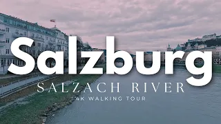 Relaxing Walk around the Salzach River in Salzburg, Austria | 4K ASMR