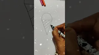 How To Draw Ice cream Cone From Alphabet Letter V | Simple Ice Cream Drawing #drawing #alphabet