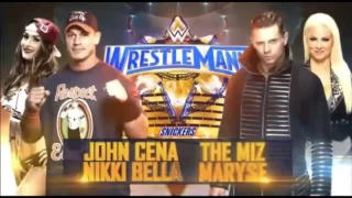 WWE Wrestlemania 33 John Cena & Nikki Bella vs The Miz & Maryse Official Match Card