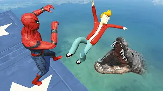 GTA 5 Water Ragdolls | SPIDER-MAN vs Alligator Jumps/Fails (Euphoria Physics) Ep.81