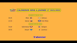 Programme de SERIE A 2021 2022 Journee 27