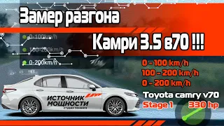 ЗАМЕР РАЗГОНА ТОЙОТА КАМРИ V70 330 HP STAGE 1!!! ДРАГИ ЛЕТОМ НА ДОРОГЕ! ПУШКА!!!