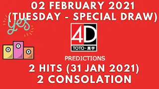 Foddy Nujum Prediction  for Sports Toto 4D - 02 February  2021 (Tuesday)