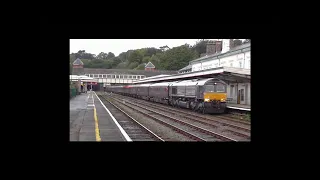 'The Royal Scotsman' luxury train at Bangor, with Class 66 locos. 29-09-22. Also Cardiff loco-hauled