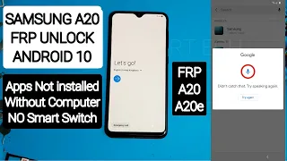 Samsung A20/A20e FRP/Google Account locked Bypass Android 10 Apps not installed NO Smart Switch