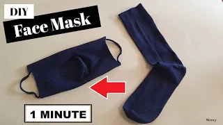 1 MINUTE DIY Instant Face Mask From Socks | No Sew | How To Make Mask With Socks